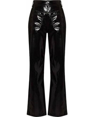 Pantalones rectos de cintura alta Mm6 Maison Margiela negro