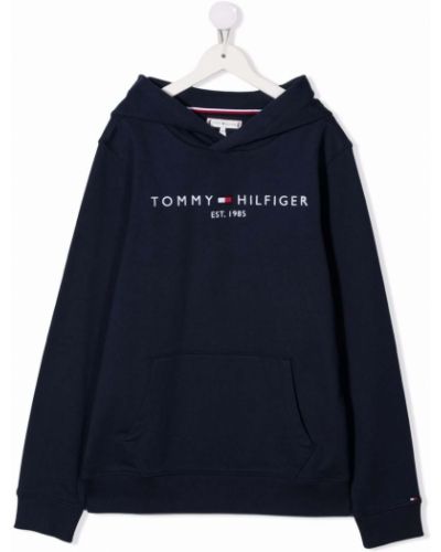 Bomull brodert hettegenser for jenter Tommy Hilfiger Junior blå