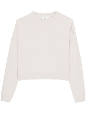 Памучен пуловер бродиран Saint Laurent бяло