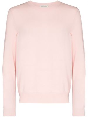 Кашмирен пуловер с кръгло деколте Alexander Mcqueen розово