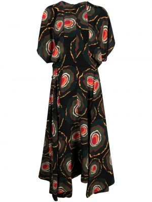 Rochie de mătase cu imagine Colville negru