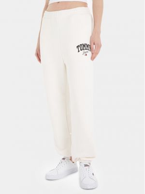 Voľné priliehavé teplákové nohavice Tommy Jeans biela