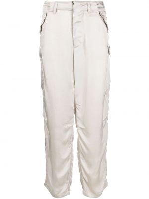 Satynowe haftowane spodnie cargo Moschino szare