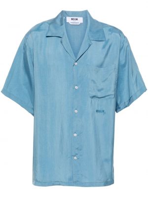 Saténová košeľa Msgm modrá