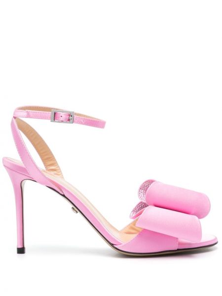 Saténové sandále s mašľou Mach & Mach ružová
