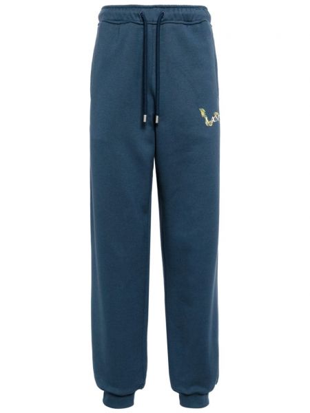 Памучни спортни панталони с принт Lanvin синьо