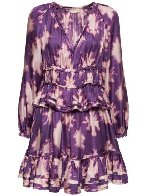 Hedvábné mini šaty Ulla Johnson fialové