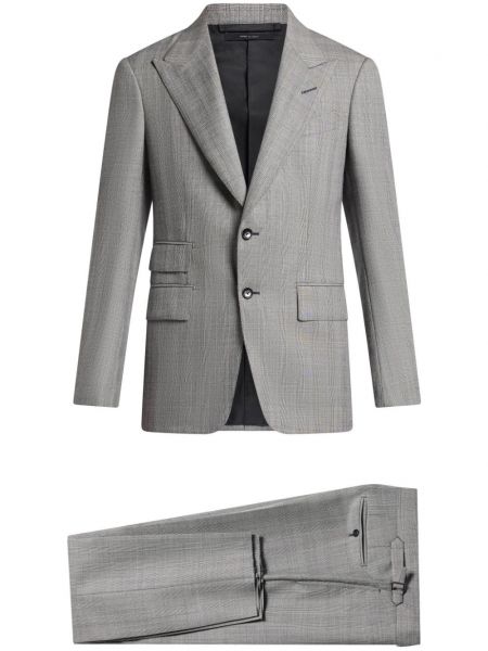 Kockovaný oblek Tom Ford sivá
