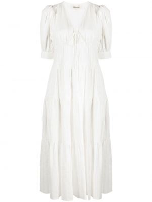 Bavlněné midi šaty s výstřihem do v z polyesteru Dvf Diane Von Furstenberg - bílá