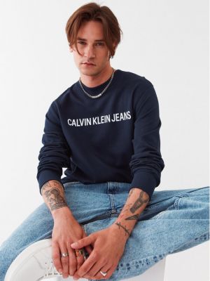 Felpa in pile Calvin Klein Jeans blu