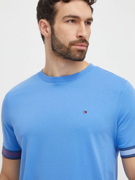 Bavlněné tričko s potiskem Tommy Hilfiger modré
