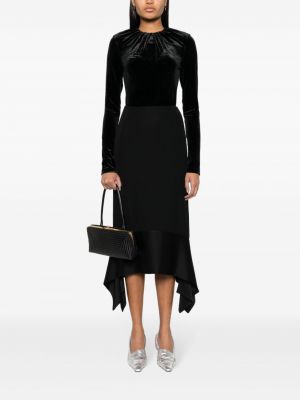 Krepové asymetrické midi sukně Totême černé
