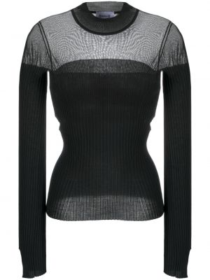 Прозрачен плетен пуловер Wolford черно
