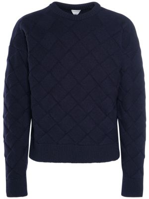 Suéter de lana de cuello redondo Bottega Veneta azul