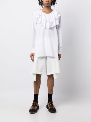 Asymmetrische leinen bermuda aus baumwoll Comme Des Garçons Homme Plus weiß