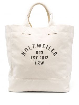 Шопинг чанта с принт Holzweiler бяло