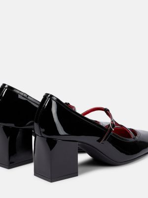 Кожени полуотворени обувки от лакирана кожа Khaite черно