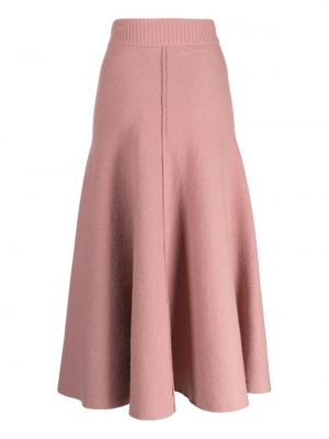 Pletené vlněné midi sukně Pringle Of Scotland růžové