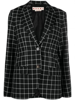 Volneni blazer s karirastim vzorcem Marni črna