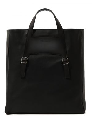 Кожаная сумка шоппер Santoni черная
