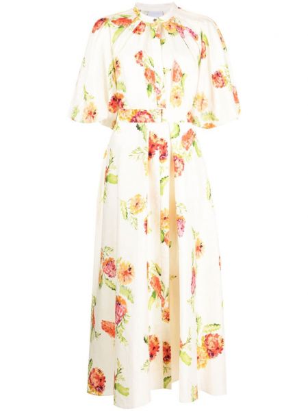Midi haljina s cvjetnim printom s printom Acler bijela