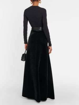 Zamatová dlhá sukňa Balenciaga čierna