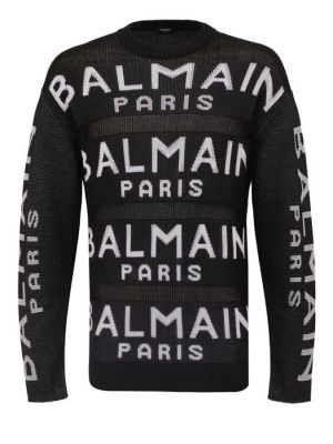 Хлопковый свитер Balmain черный