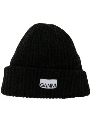 Вълнена шапка Ganni черно