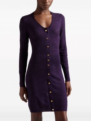 Pletené vlněné dlouhé šaty Bally fialové