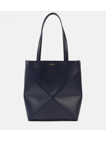 Plissert lær shopper bag Loewe blå