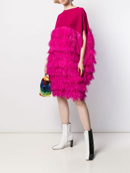 Mini vestido con plumas con apliques de plumas Gianluca Capannolo rosa