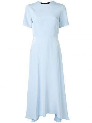 Hedvábné šaty s odhalenými zády na zip s krátkými rukávy Macgraw - modrá