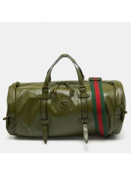 Bolsa de viaje de cuero Gucci Vintage verde
