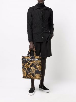 Bolso shopper con estampado Versace Jeans Couture negro