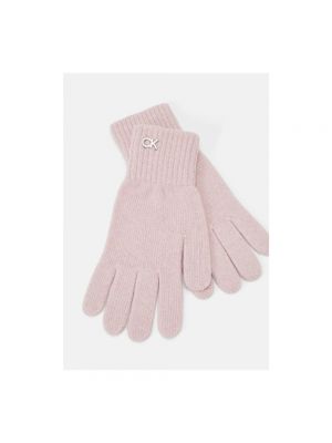 Rękawiczki wełniane Calvin Klein różowe