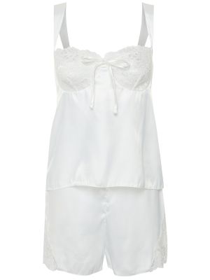 Satynowa piżama pleciona Trendyol biała