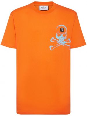 Tricou din bumbac cu imagine Philipp Plein portocaliu