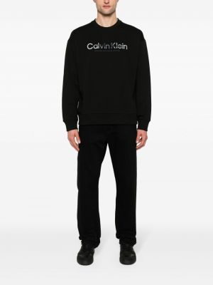Raštuotas medvilninis džemperis Calvin Klein juoda