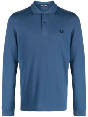 Medvilninis siuvinėtas polo marškinėliai Fred Perry mėlyna