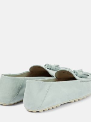 Pantofi loafer din piele de căprioară cu buline Loro Piana albastru