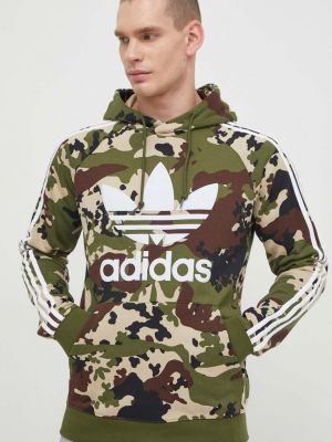 Hoodie s kapuljačom s printom Adidas Originals zelena