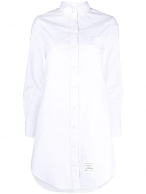 Βαμβακερή φόρεμα σε στυλ πουκάμισο Thom Browne λευκό