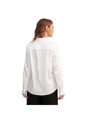 Серебряная шелковая блузка с длинным рукавом Lilysilk