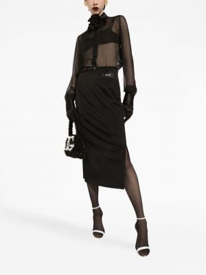 Průsvitná košile se síťovinou Dolce & Gabbana černá