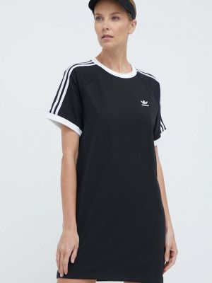 Černé oversized pruhované mini šaty Adidas Originals