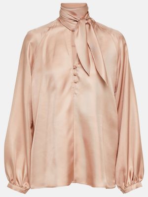 Bluză cu funde de mătase Max Mara roz