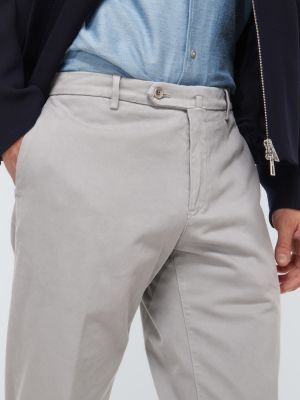 Pantaloni slim fit di cotone Loro Piana grigio