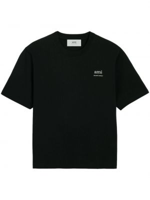 Bombažna majica s potiskom Ami Paris črna