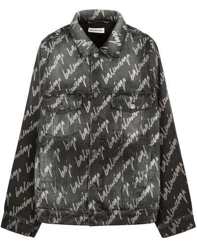 Džinsa jaka ar platām piedurknēm Balenciaga melns
