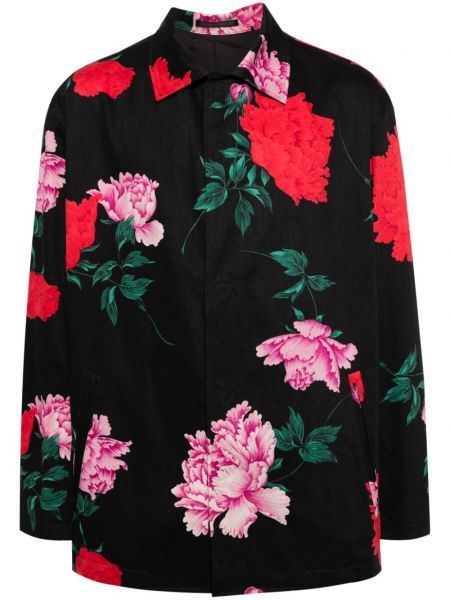 Krekls ar ziediem ar apdruku Yohji Yamamoto melns
